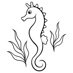 Delicate Seahorse Hiding Among Rich Seaweed A Captivating Vector Artwork Celebrating Ocean Diversity
