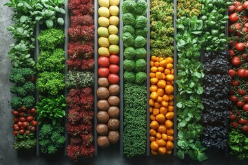 Colorful Rows of Fresh Produce