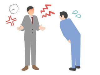 クレーム、クレーマー、モラルハラスメント、モラハラ、カスハラ、カスタマーハラスメントなどの怒る人のイラストセット	