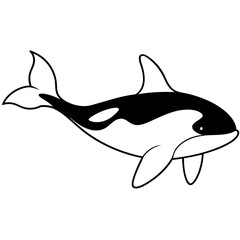 Beautiful Vector Illustration of Orcas Swimming Together in the Deep Blue
