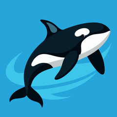 Majestic Orcas Swimming Vector Illustration Showcasing Underwater Elegance
