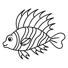 Vibrant Lionfish Swimming Through Colorful Coral Reefs Vector Illustration for Marine Life Enthusiasts
