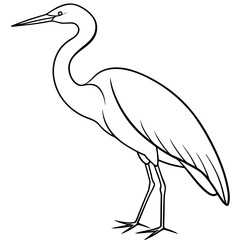 Elegant Heron Vector Illustration Capturing the Grace of This Majestic Bird in Tranquil Waters
