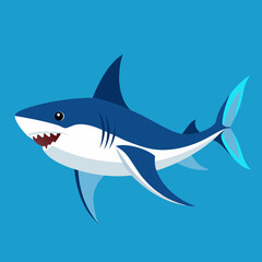 Vivid Vector Illustration of a Great White Shark Thriving Below the Waves
