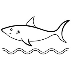 Stunning Vector Art of a Great White Shark Gliding Beneath the Ocean Surface
