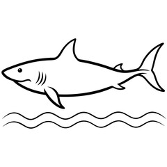 Fototapeta premium Great White Shark Vector Illustration Swimming Gracefully Below the Surface 