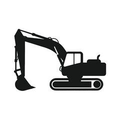 Excavator vector icon on white background, Heavy equipment logo, vector for construction company.