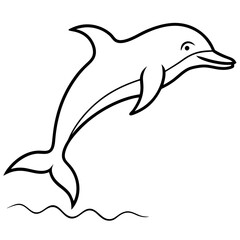 Stunning Vector Illustration of a Dolphin Leaping Gracefully Over Ocean Waves
