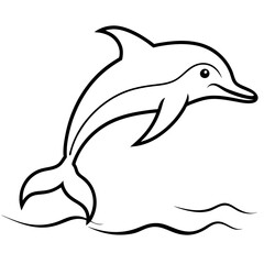 Obraz premium Stunning Vector Illustration of a Dolphin Leaping Gracefully Over Ocean Waves 