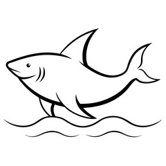 Stunning Vector Depiction of Bull Shark Charging Forward Amidst Colorful Coral Reefs
