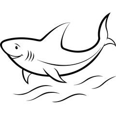 Captivating Vector Artwork of Bull Shark Charging Forward Through Crystal Clear Waters
