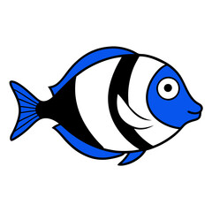 Beautiful Vector Illustration of a Blue Tang Swimming Elegantly in Serene Ocean Depths





