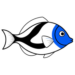 Vector Illustration of a Blue Tang Swimming Gracefully in Vibrant Coral Reefs
