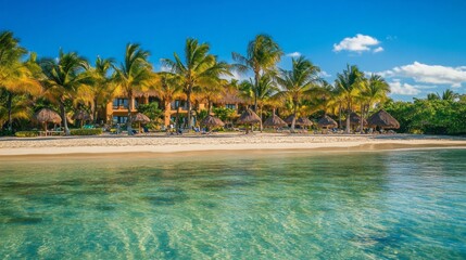 Obraz premium ## Paradise Found: Tropical Resort with Crystal Clear Beach