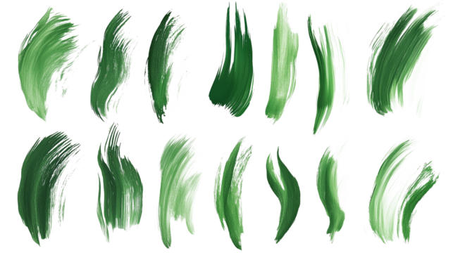 set of green scumbling brushstrokes isolated on transparent background - Powered by Adobe