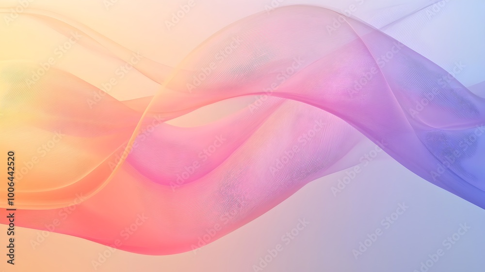 Wall mural ethereal graphic background with flowing curves and gradient hues for ample copy space