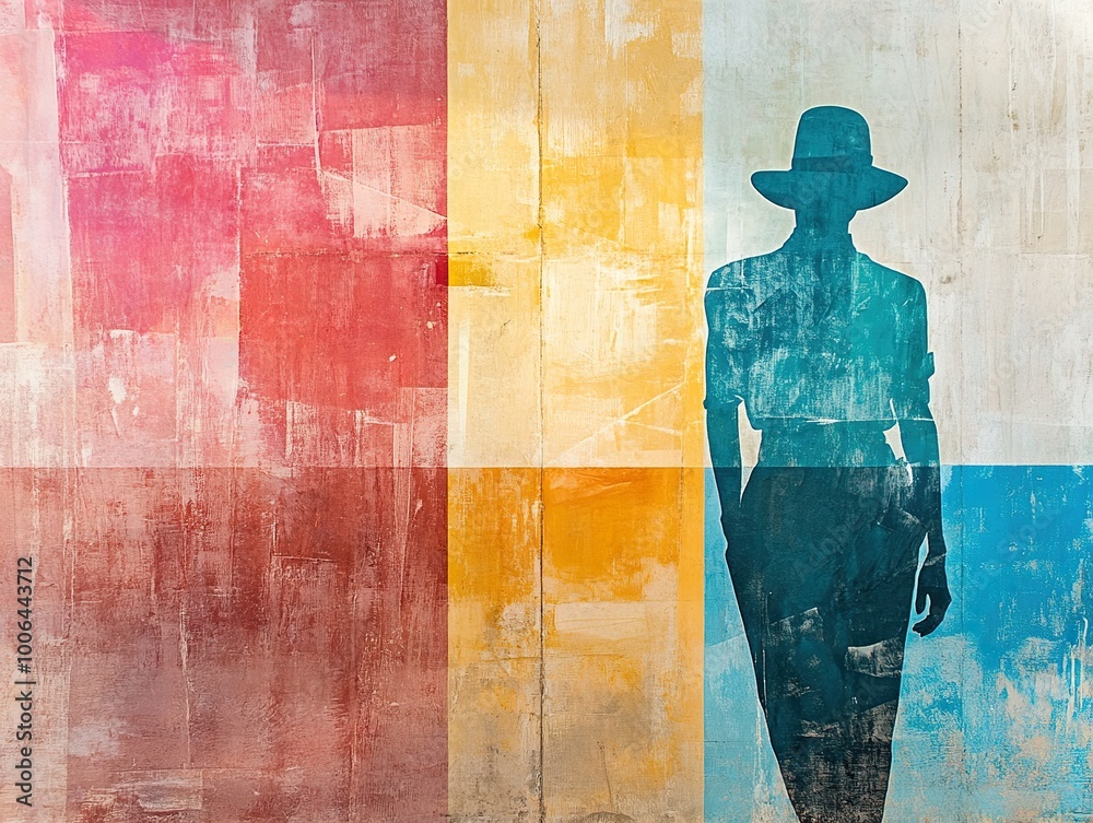 Canvas Prints Abstract Silhouette of a Woman in a Hat