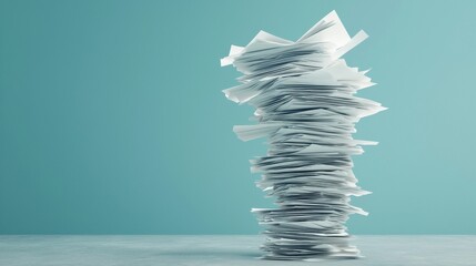 A stack of papers and documents gradually disappearing into thin air, the reduction of bureaucracy or administrative workload