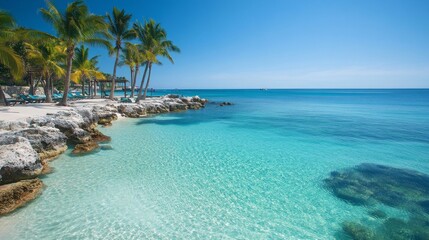 Naklejka premium ## Paradise Found: Tropical Resort with Pristine Waters