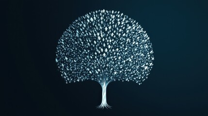 A tree made of interconnected human icons as branches, each branch leading to different paths of light, representing the growth and evolution of workforce planning