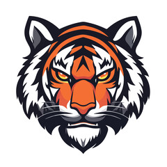 Tiger head mascot logo isolated on white background