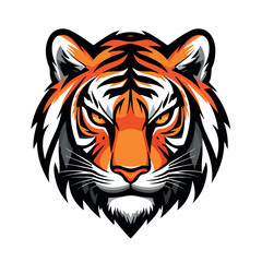 Tiger head mascot logo isolated on white background