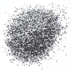 Fototapeta premium Shiny silver glitter sparkles scattered in an elegant display creating a shimmering effect isolated on white background in center