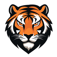 Tiger head mascot logo isolated on white background