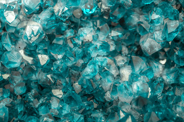 Aquamarine crystal mineral stone. Gems. Mineral crystals in the natural environment. Texture of precious and semiprecious stones. shiny surface of precious stone