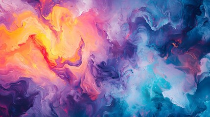 Fototapeta premium Vibrant Fluid Abstract Painting with Expressive Colorful Splatter and Motion