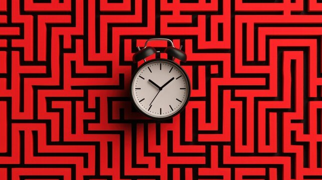 An abstract shape of a clock morphing into a maze, symbolizing how time can feel like a puzzle when dealing with deadlines