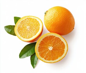 Fototapeta premium Fresh Oranges with Leaves.