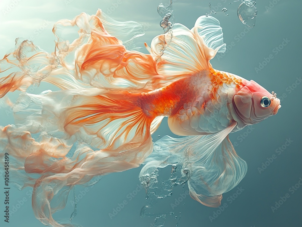 Sticker Goldfish in Motion: A Stunning Underwater Portrait