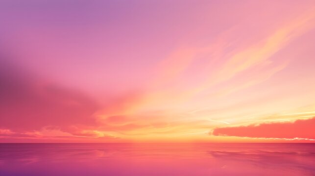 A breathtaking sunrise over a calm ocean with vibrant colors and a soft, dreamy atmosphere.
