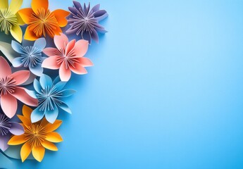 Obraz premium Paper Flowers Border.