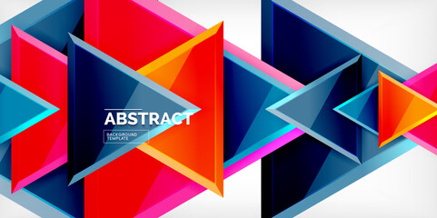 Abstract background - colorful triangles with 3d effect. Vector Illustration For Wallpaper, Banner, Background, Card, Book Illustration, landing page