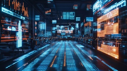 Obraz premium Futuristic Digital Cityscape.