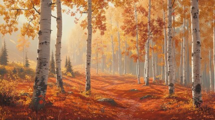 Fototapeta premium Autumn leaves in a forest 