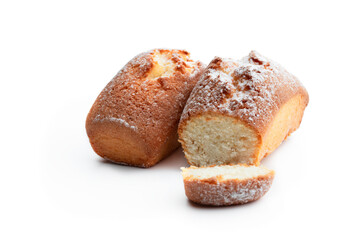 Mini loaf cakes isolated on white background