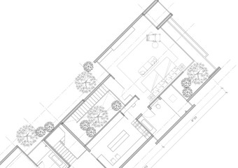 Fototapeta premium Floor plan designed building on the drawing.