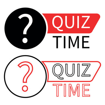 Set of Quiz time logo. Quiz label with question mark. Quiz emblem for business, marketing and advertising. Vector illustration isolated on white background.