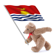 Kiribati flag being carried by a cute teddy bear