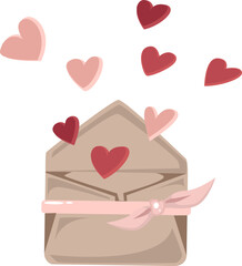 Romantic Love Letter Envelope with Hearts Elements