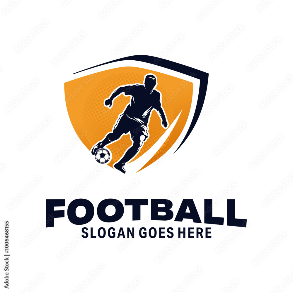 Poster Football Player Logo Design Vector illustration