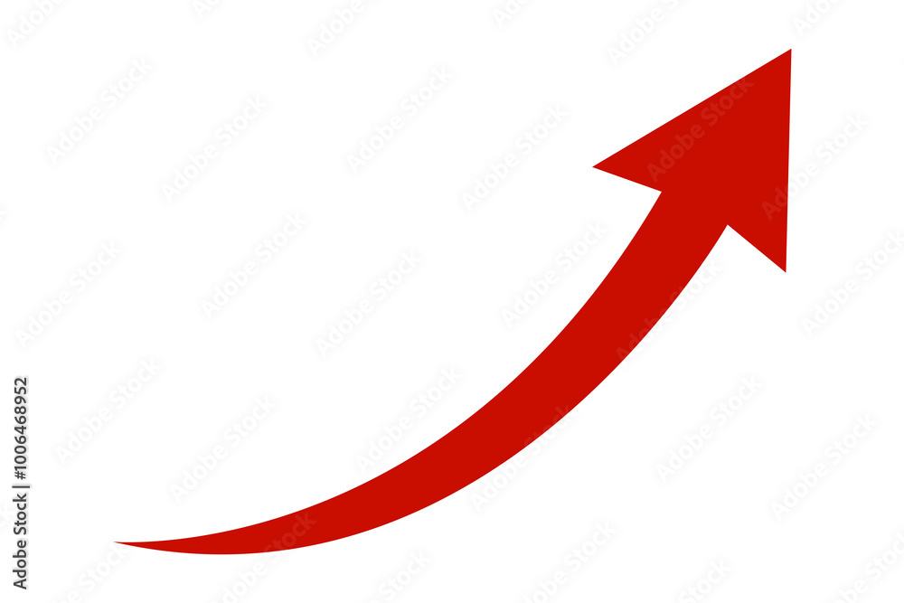 Wall mural red curve arrow icon on transparent background. flat style. arrow icon for your web site design, log