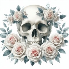 Skeleton hand drawin  illustrations horror, bone, skull, illustration, flower, human, death, black, scarey, dark, halloween,drawing, man, background,skull in rose flowers, skull death, skeleton