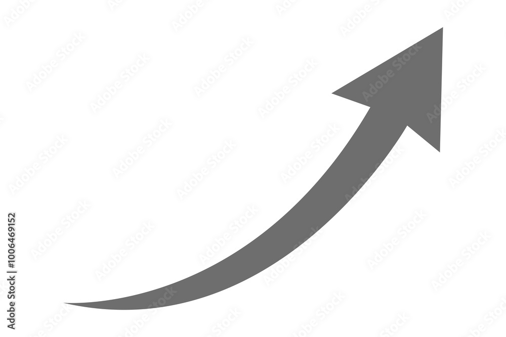 Wall mural grey curve arrow icon on transparent background. flat style. arrow icon for your web site design, lo
