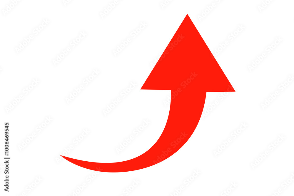 Wall mural red curve arrow icon on transparent background. flat style. arrow icon for your web site design, log