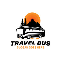 Travel bus logo design vector