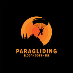 Paragliding Logo Design Vector illustration
